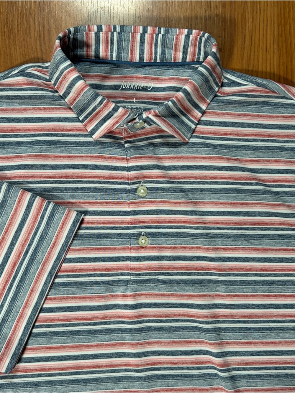 Johnnie-O Mens Gully Multicolor Short Sleeve Performance Polo Shirt Large